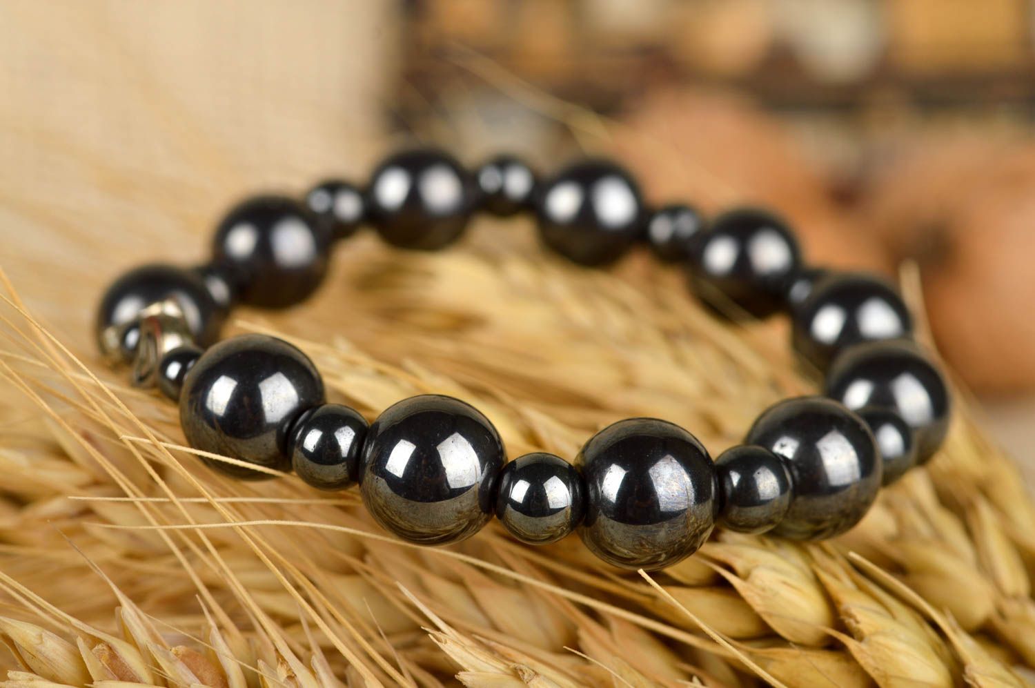 Hematite beads wrist adjustable bracelet for women photo 1