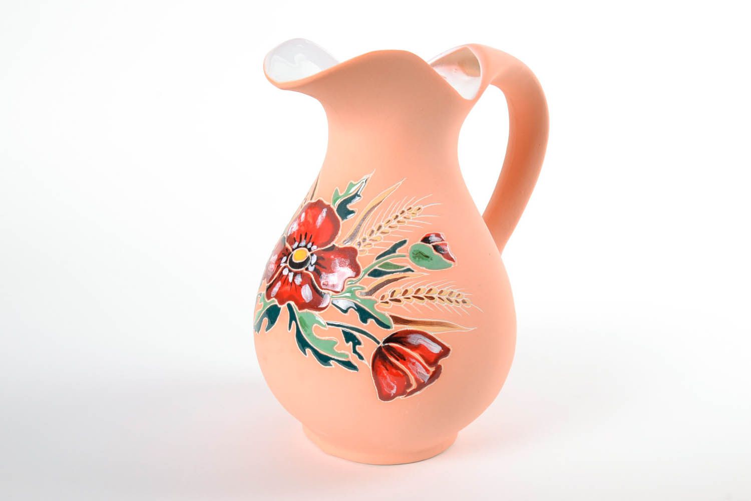 100 oz ceramic water jug with handle and floral pattern in pink color 4 lb photo 3