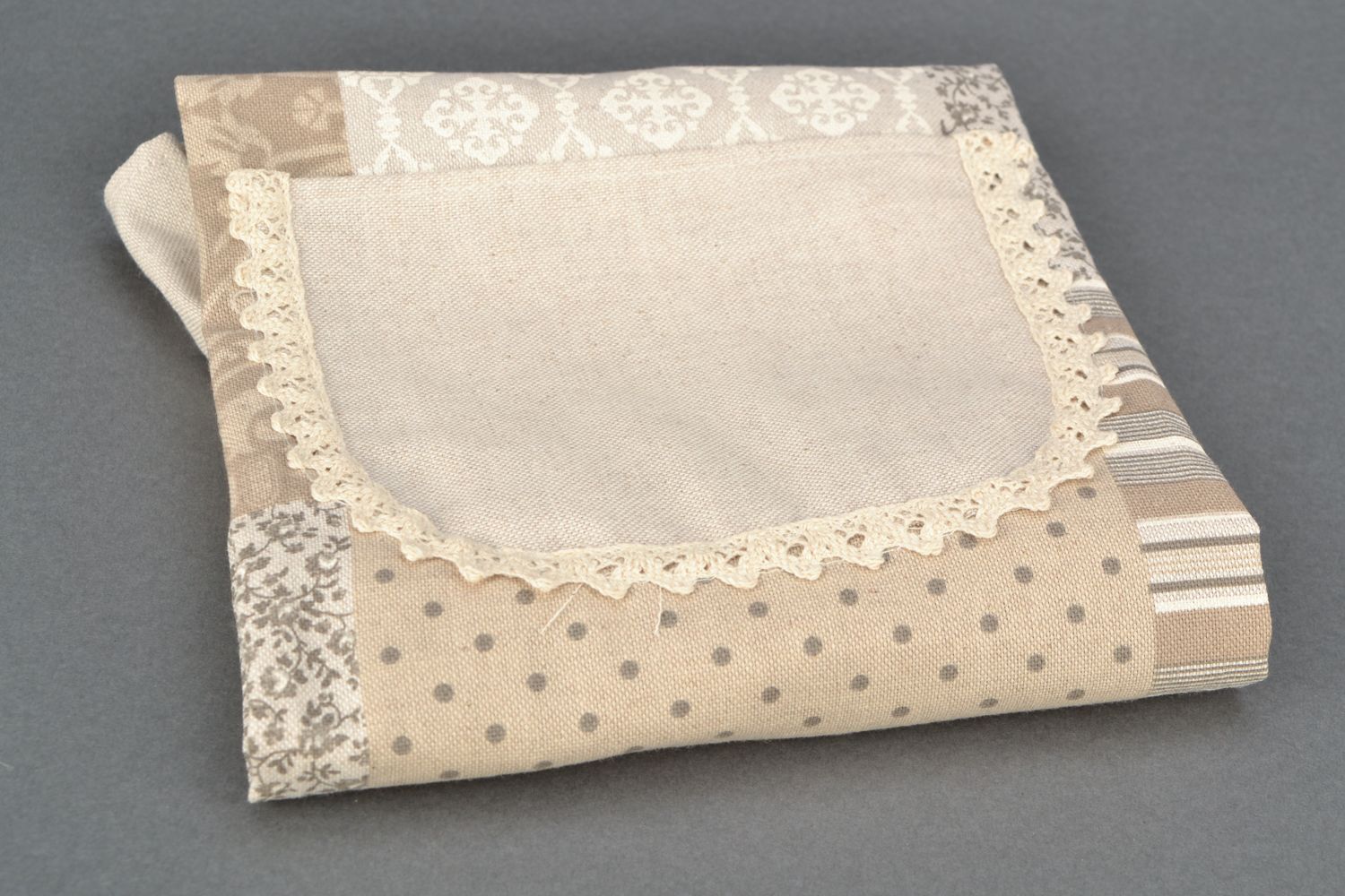 Cotton and polyamide apron with lace photo 3