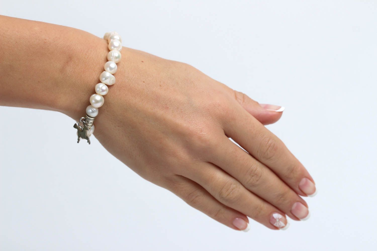 Pulsera de perlas blancas artesanal regalo original accesorio para mujer foto 5