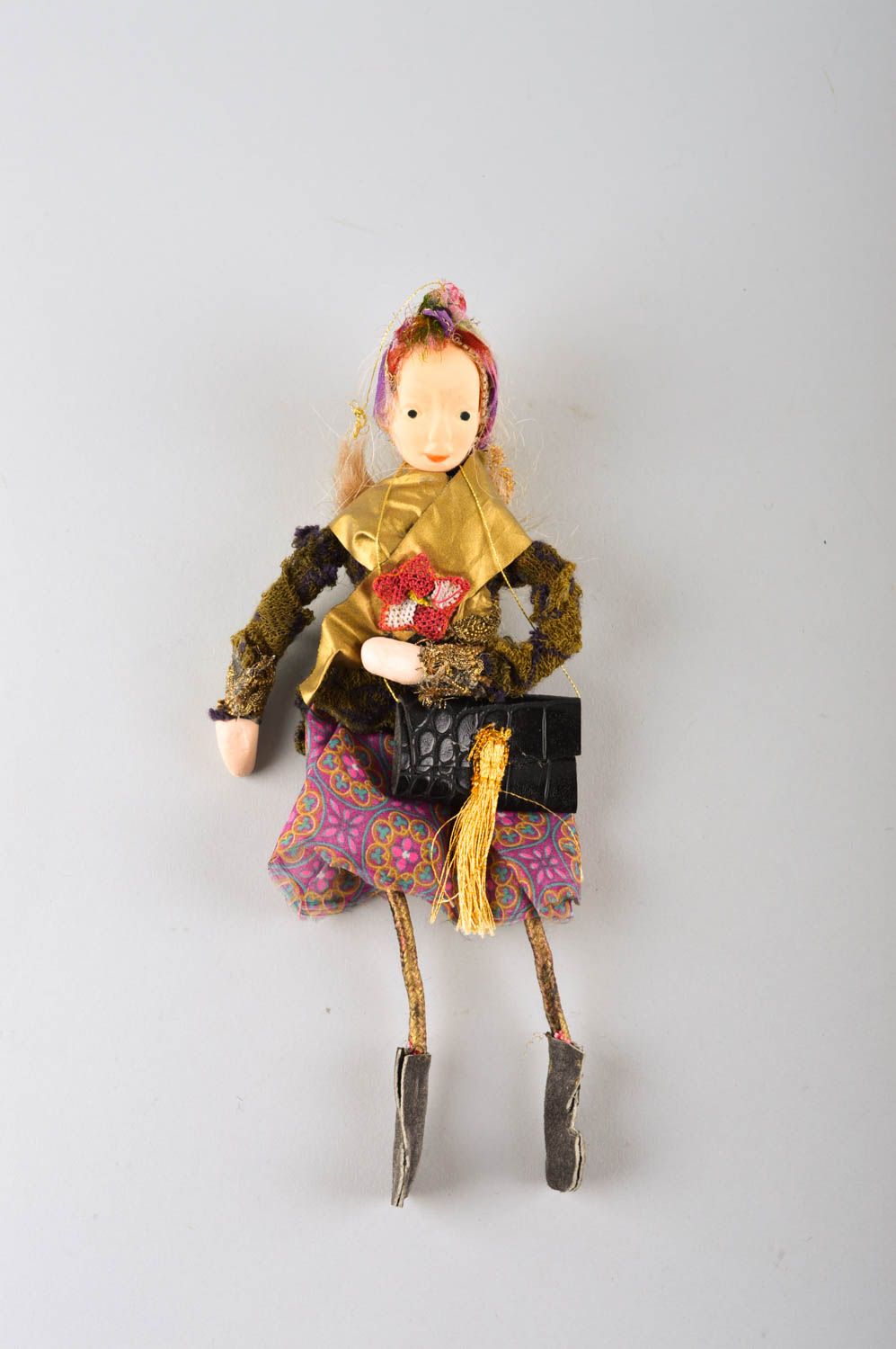 Авторская кукла ручной работы коллекционная кукла с сумочкой кукла для интерьера фото 2