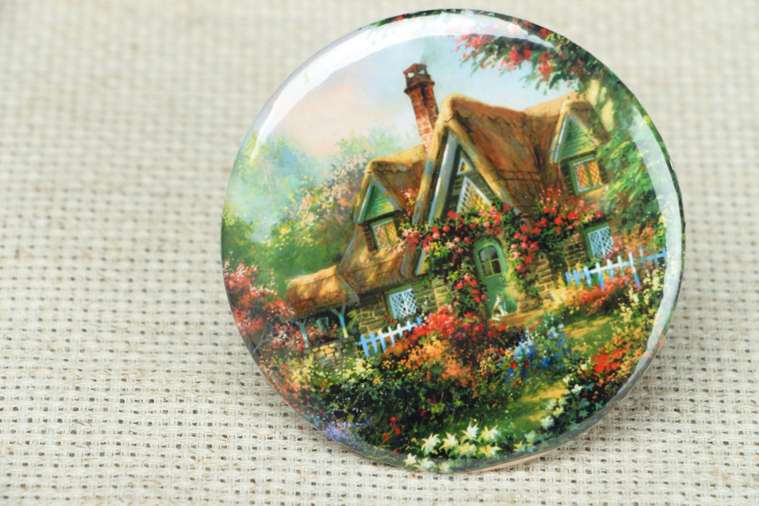 Handmade pocket mirror Cottage photo 1