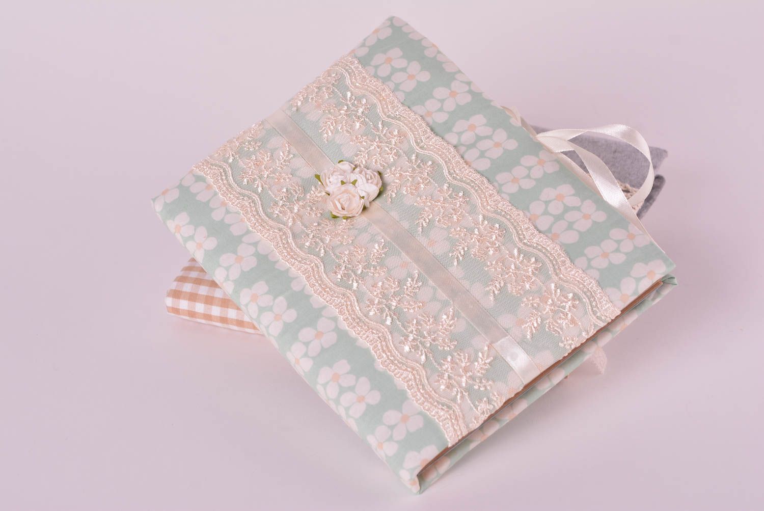 Handmade notebook handmade women sketchbook notepad with lace cover unusual gift photo 1