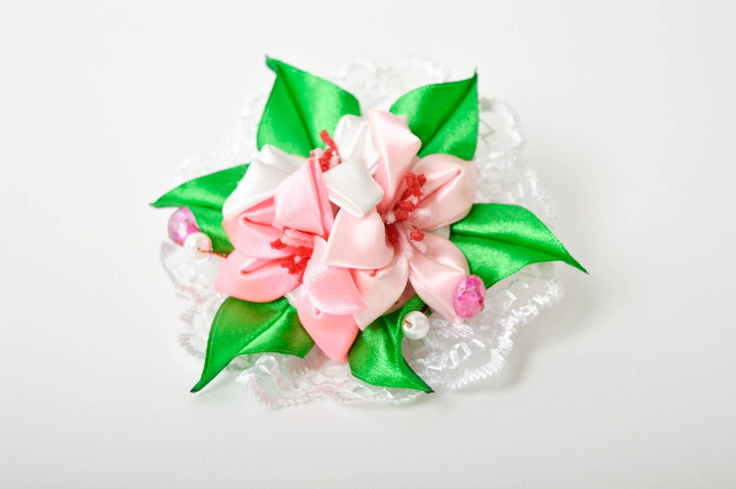 Haargummi für Mädchen handgemacht Deko Accessoire stilvoll Haargummi Blume foto 2
