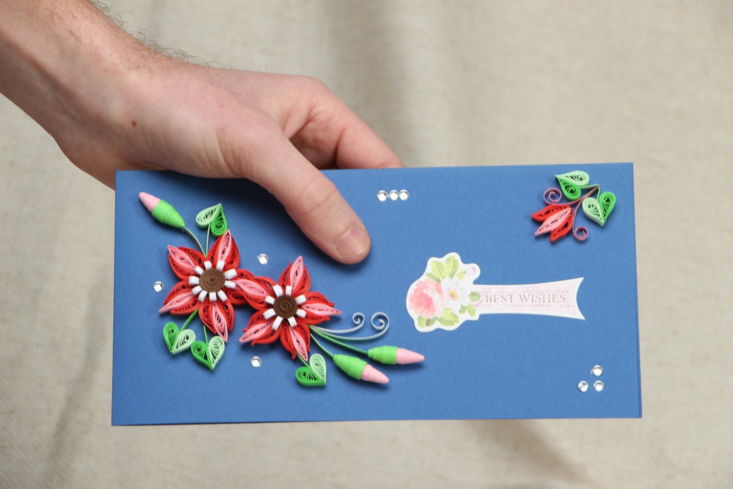 Homemade quilling postcard With Best Regards  photo 4