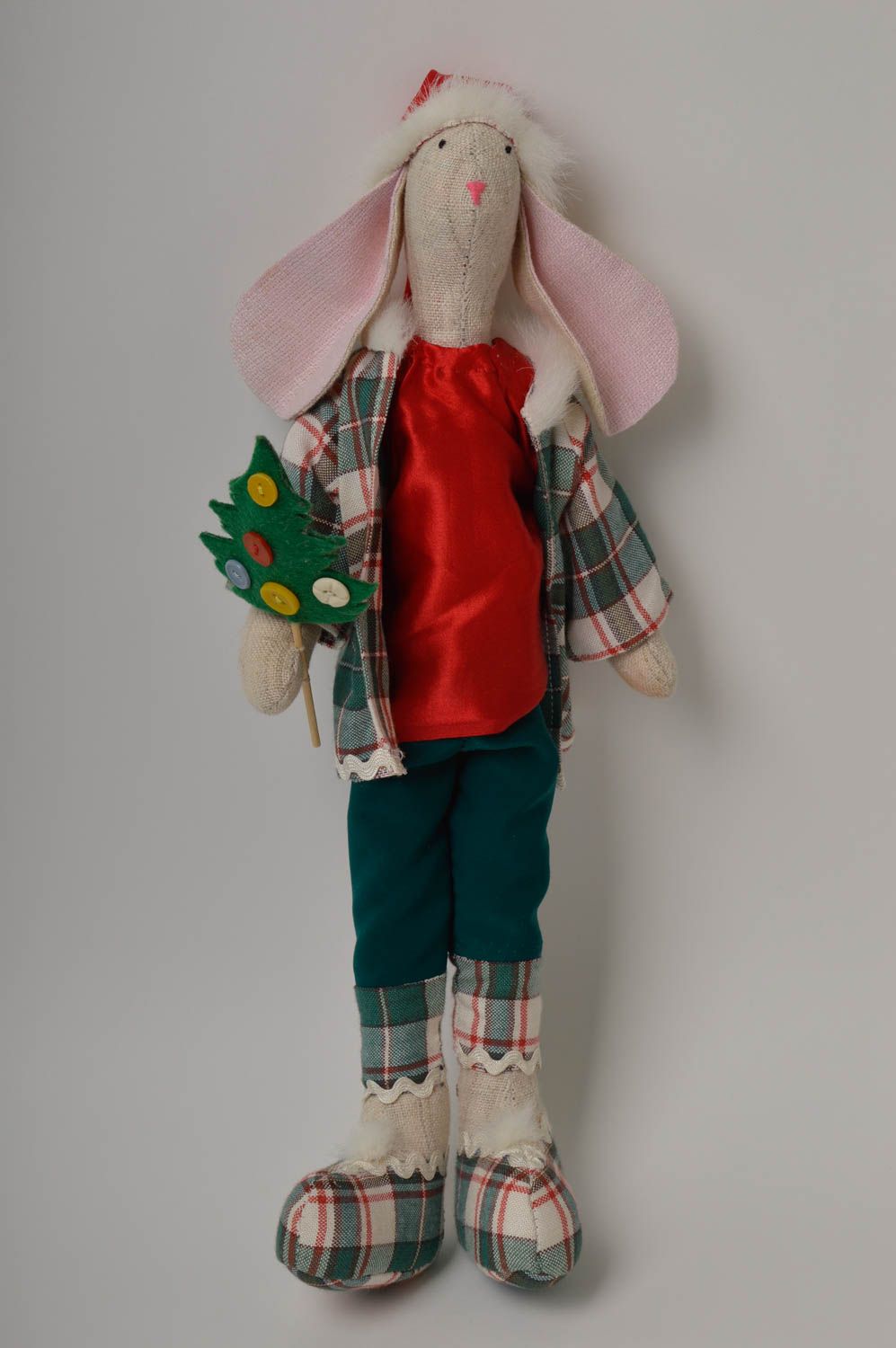 Kuscheltier Hase handgefertigt weiches Kuscheltier Kinder Spielsache Baumwolle foto 3