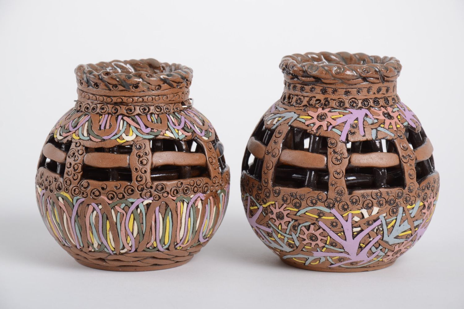 Portavelas de cerámica sostenedores de velas artesanales diseño de interior foto 2