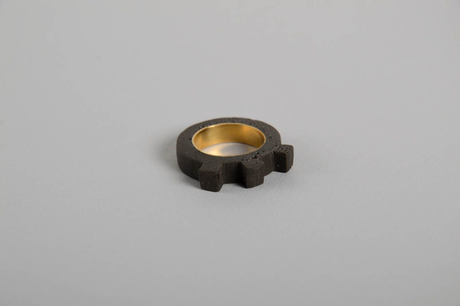 Женский перстень кольцо ручной работы массивное украшение черное с зубцами фото 5