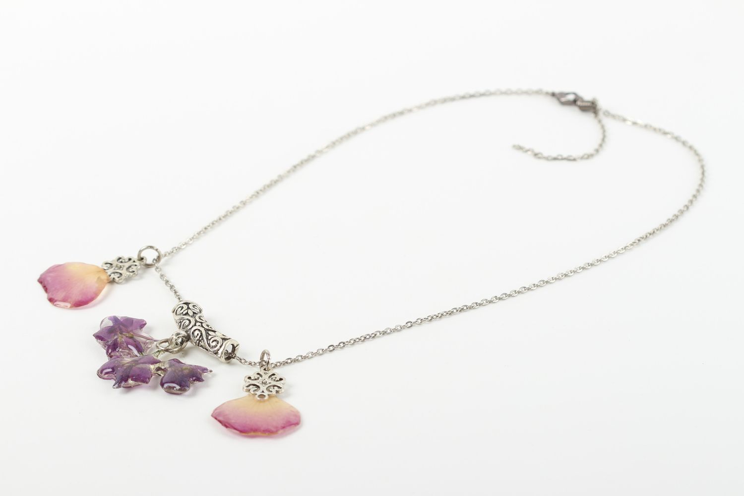 Handmade botanic necklace jewelry with natural flowers designer botanic jewelry photo 2