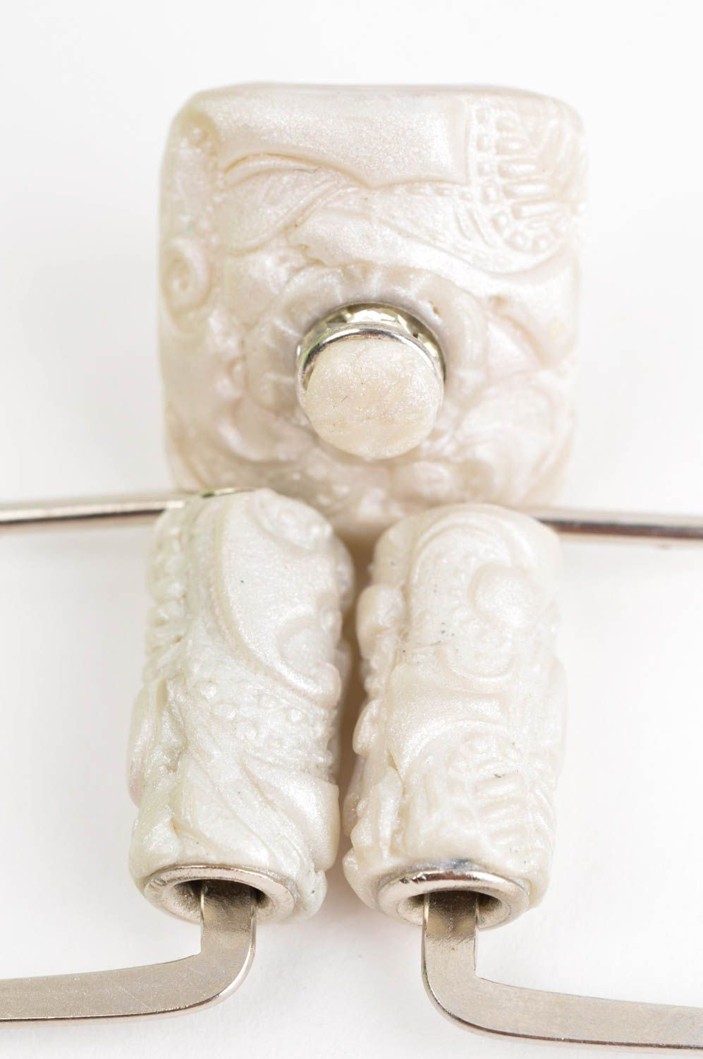 Handmade unusual ring and earrings ceramic jewelry set unusual earrings and ring photo 5