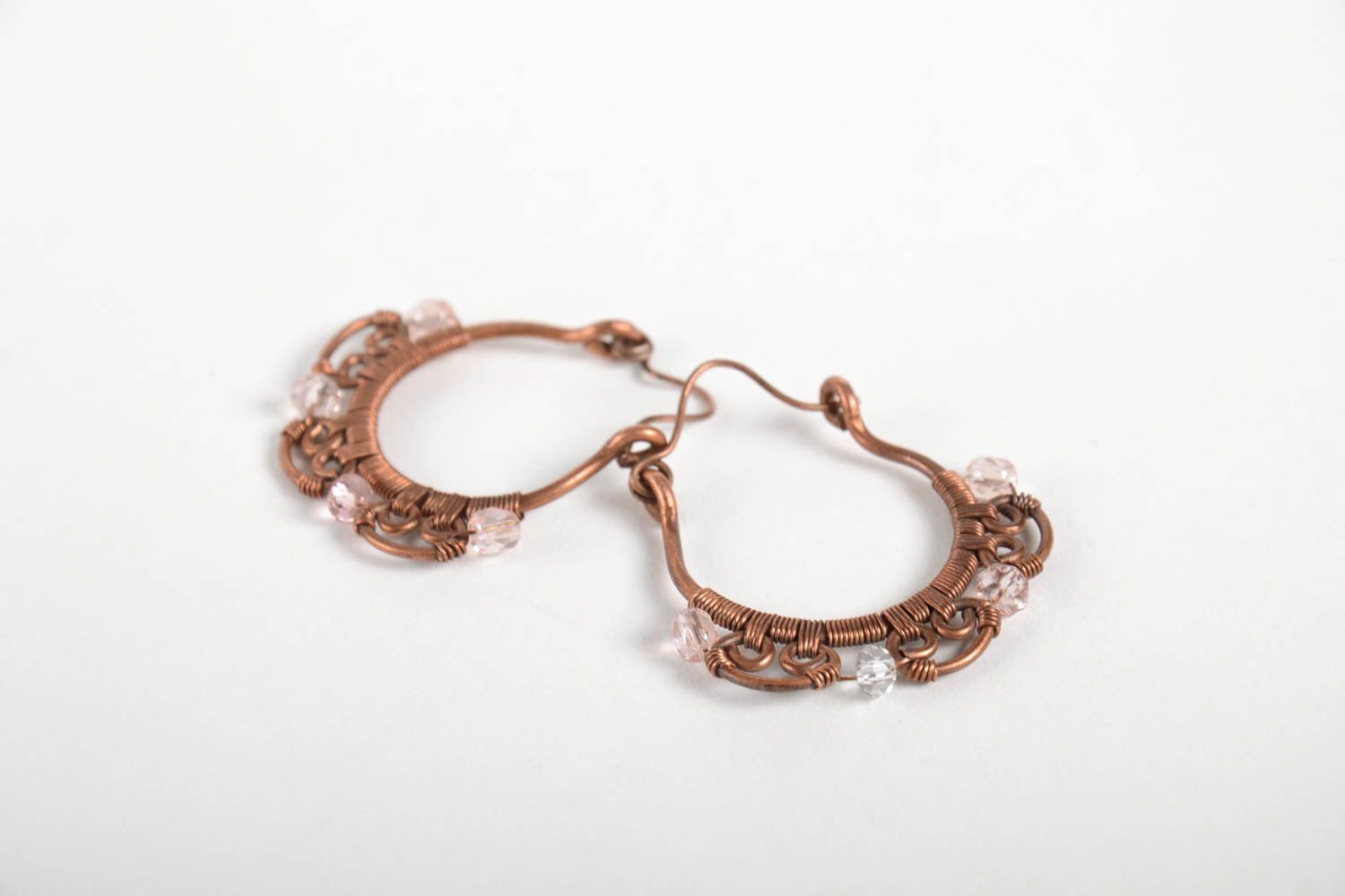 Metall Ohrringe handgemachter Schmuck Ohrringe für Damen schön elegant aus Draht foto 4
