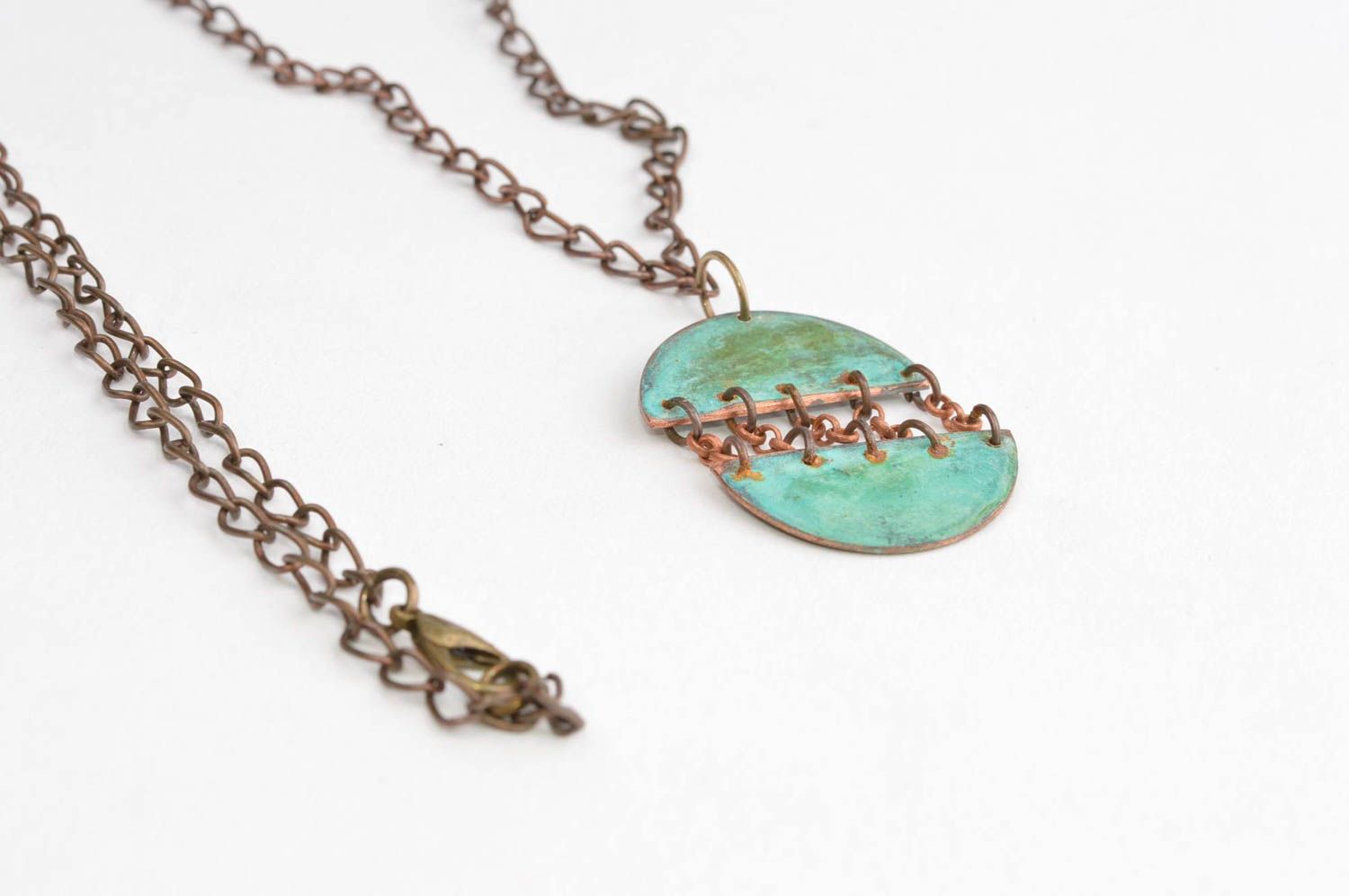 Copper pendant handmade pendant accessories for women pendant of two parts  photo 4