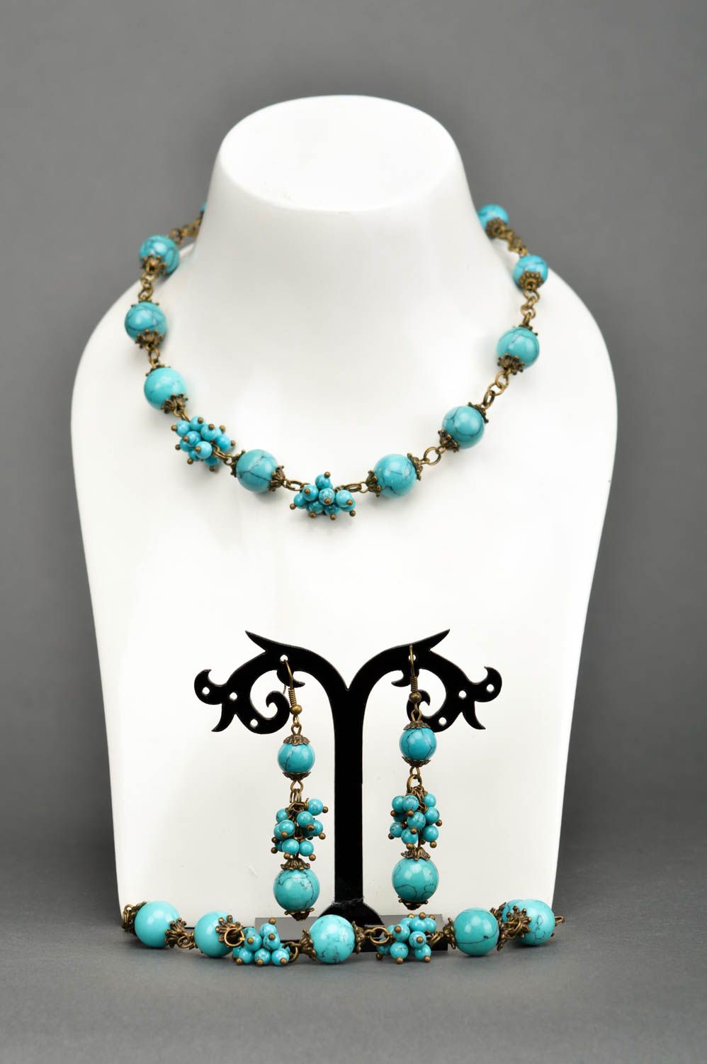Handmade beaded earrings bracelet designs bead necklace cool jewelry set photo 3