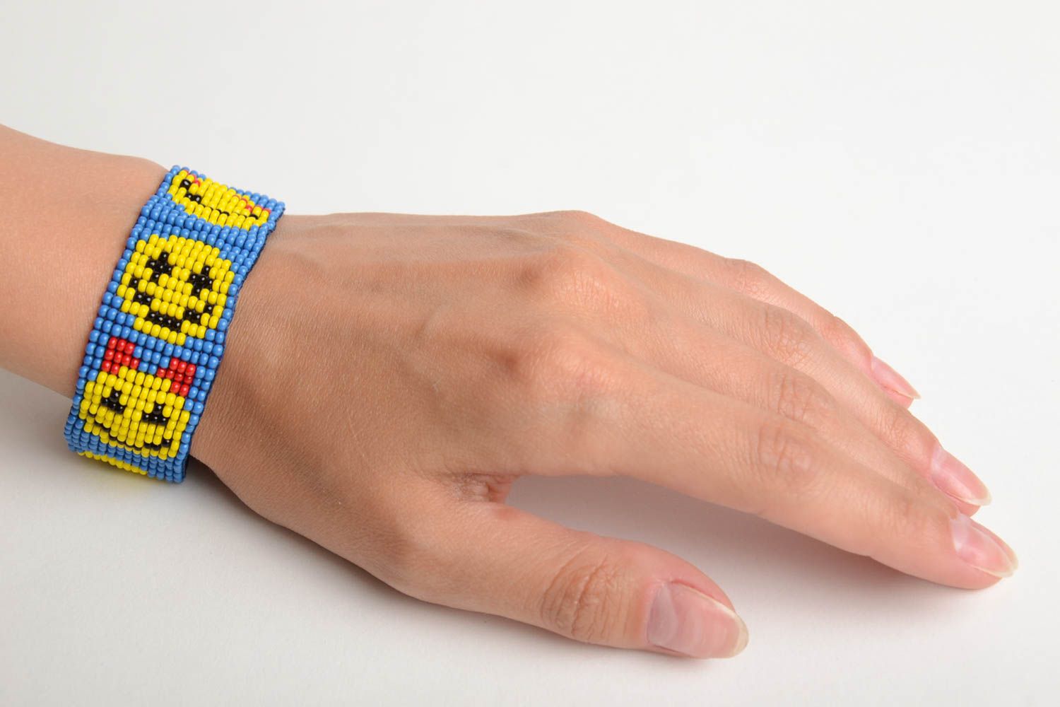 Grelles Smileys Armband aus Glasperlen künstlerischer handmade Schmuck für Frau foto 2