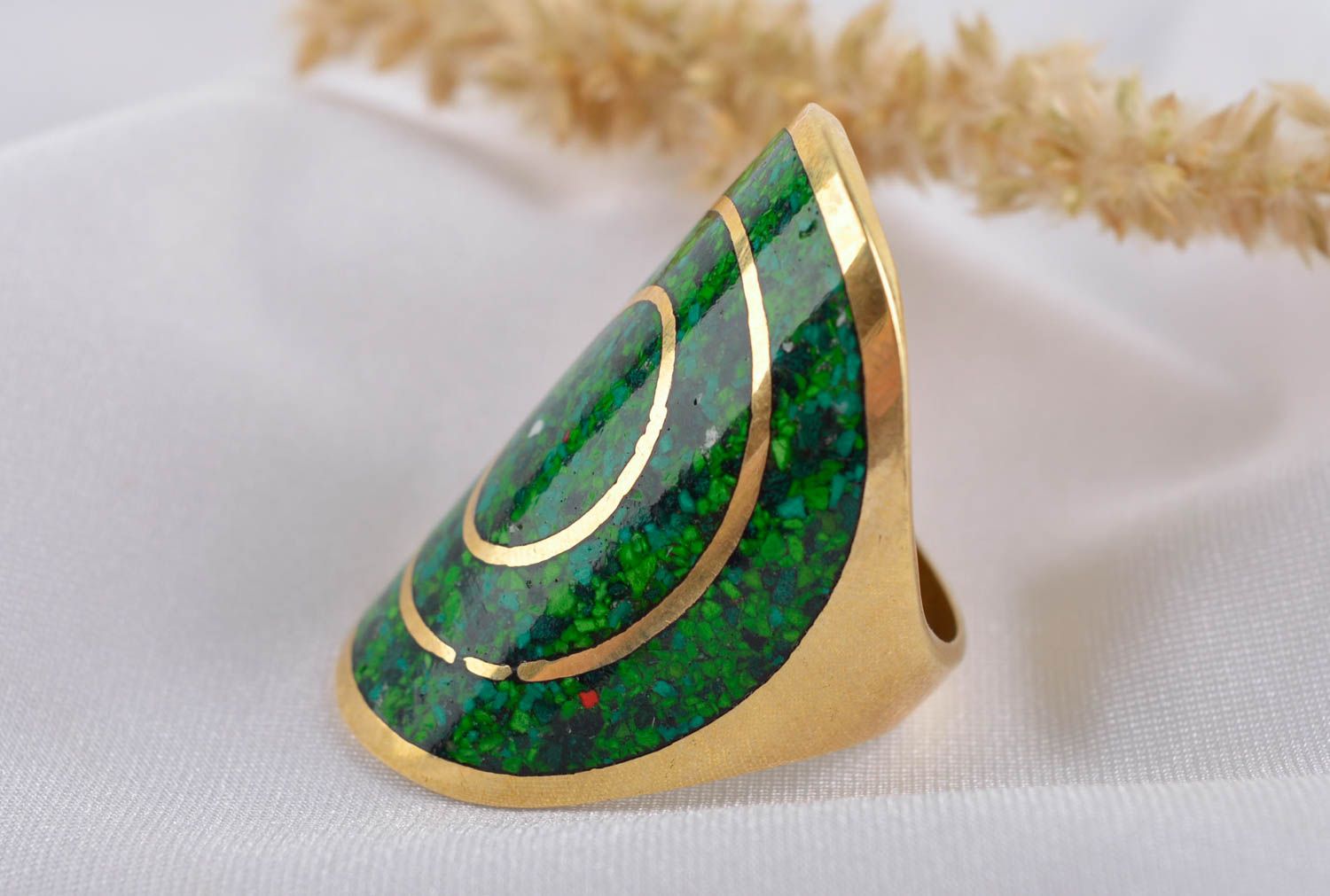 Кольцо ручной работы украшение из латуни модное кольцо с натуральными камнями фото 1
