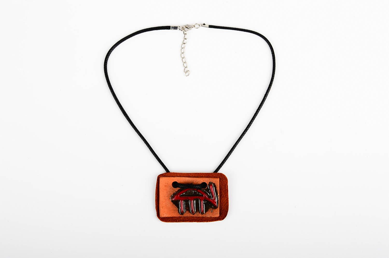 Ceramic accessories handmade pendant shirt leather necklace women pendant photo 5