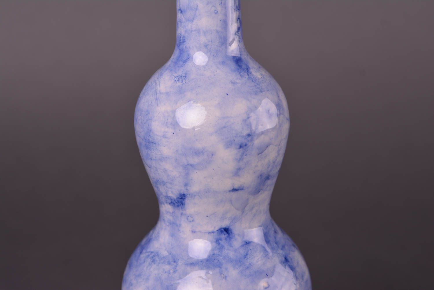 Подарок ручной работы глиняная бутылка синяя керамическая бутылка авторская фото 5