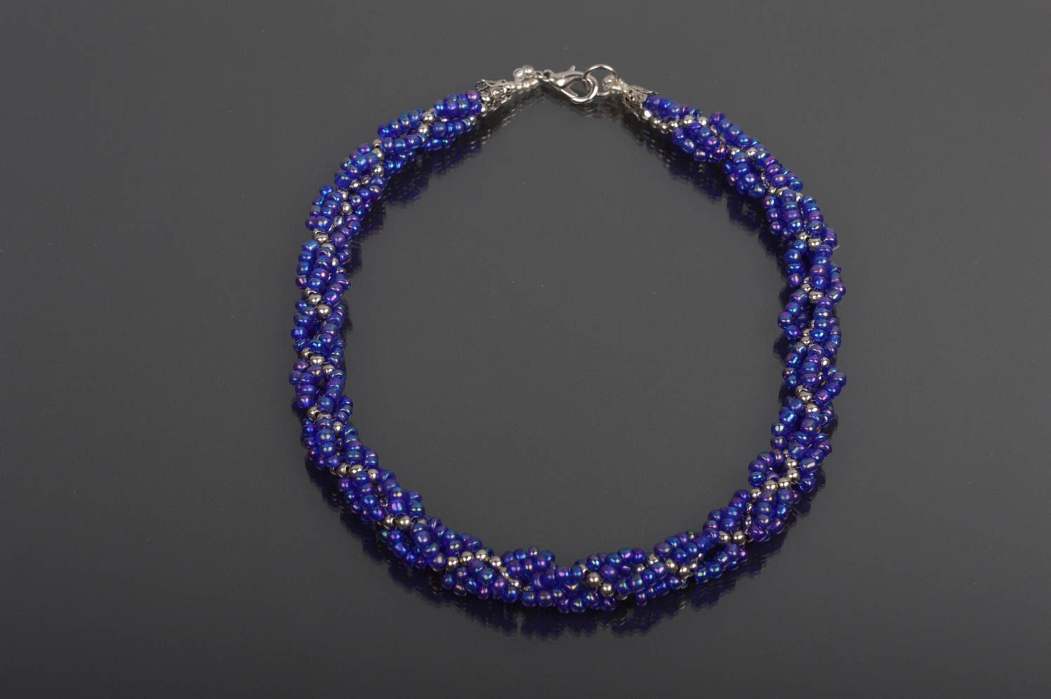 Collier en perles de rocaille Bijou fait main Accessoire femme bleu chic photo 1