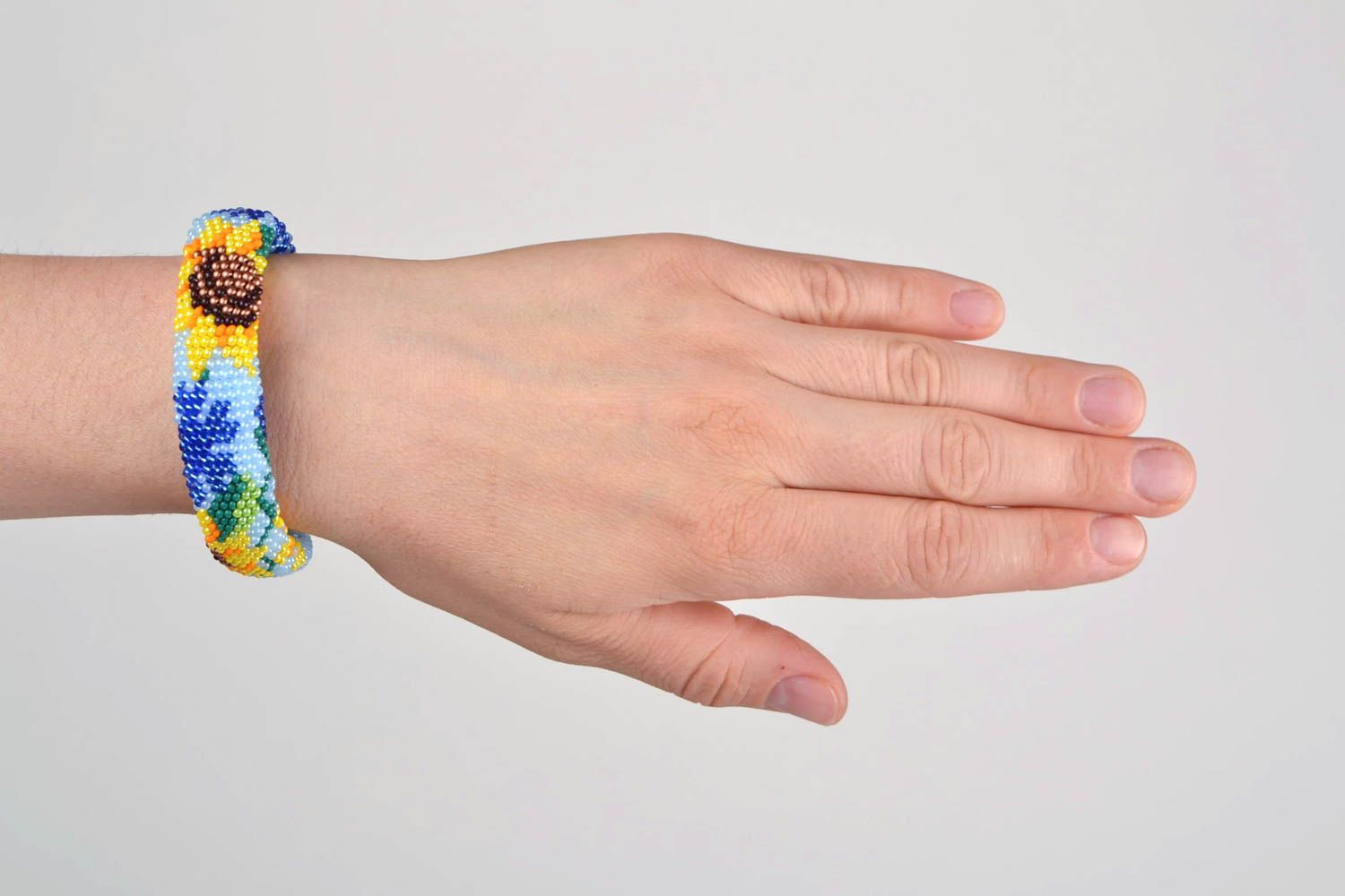 Bracciale tubolare fatto a mano braccialetto interessante azzurro per donna foto 1