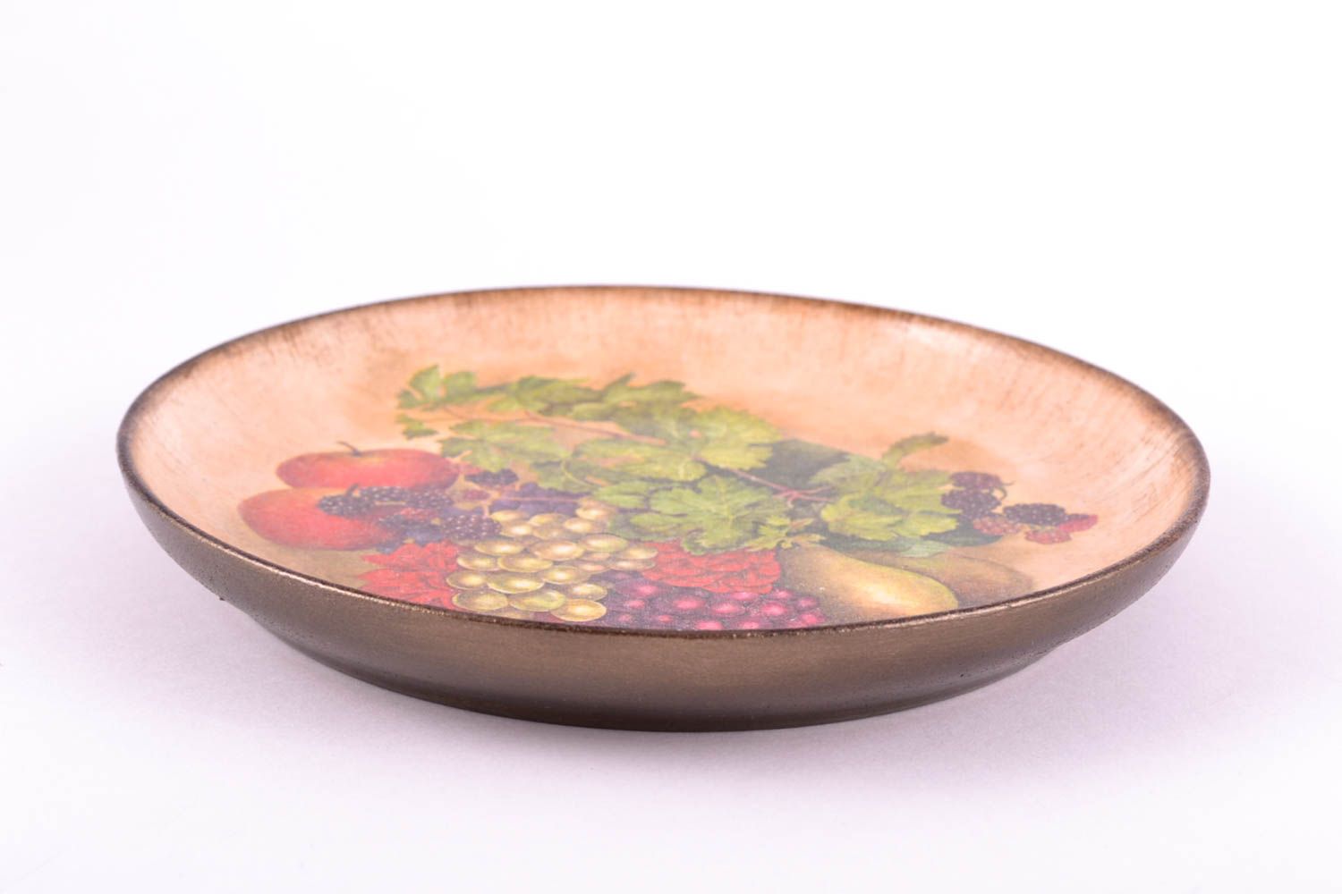 Decorative handmade plate beautiful decoupage wall plate with fruit paintings photo 5
