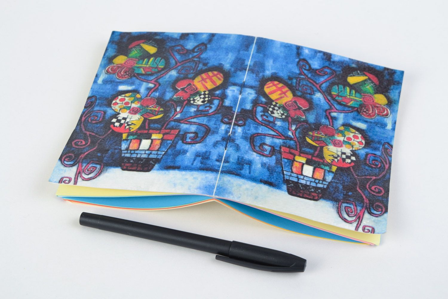 Handmade stylish sketchbook with colored sheets and with colorful cover gift for friend photo 4