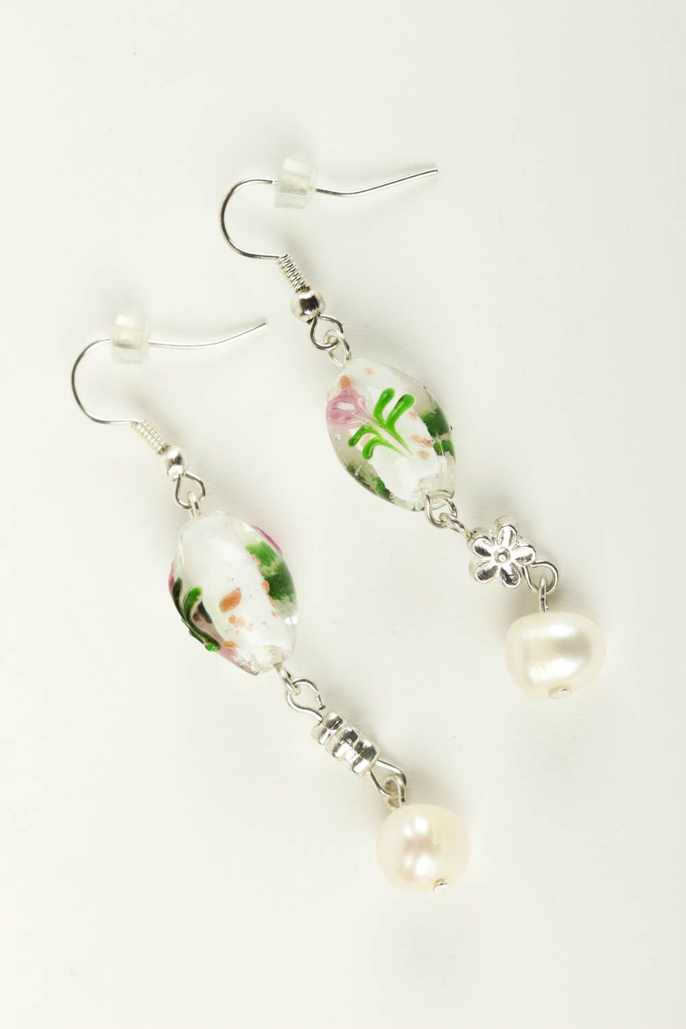 Boucles d'oreilles perles verre Bijou fait main pendantes Cadeau pour femme photo 2