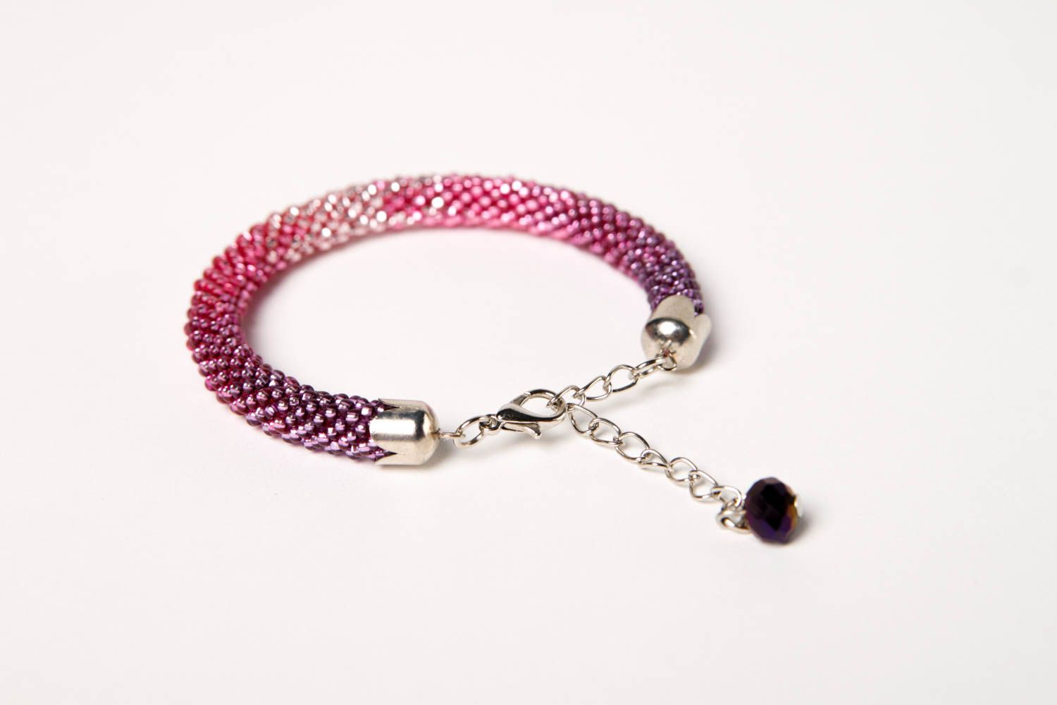 Rosa violettes Glasperlen Armband handmade Designer Schmuck Frauen Accessoire foto 4