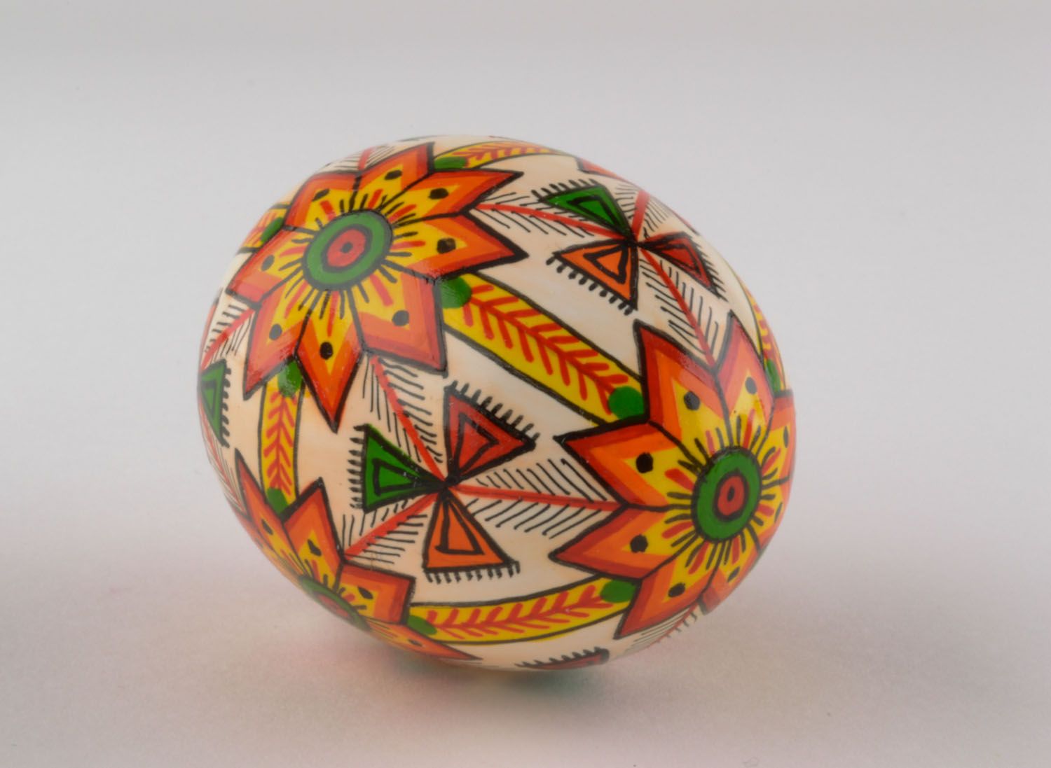 Wooden painted egg White with Ornament photo 5