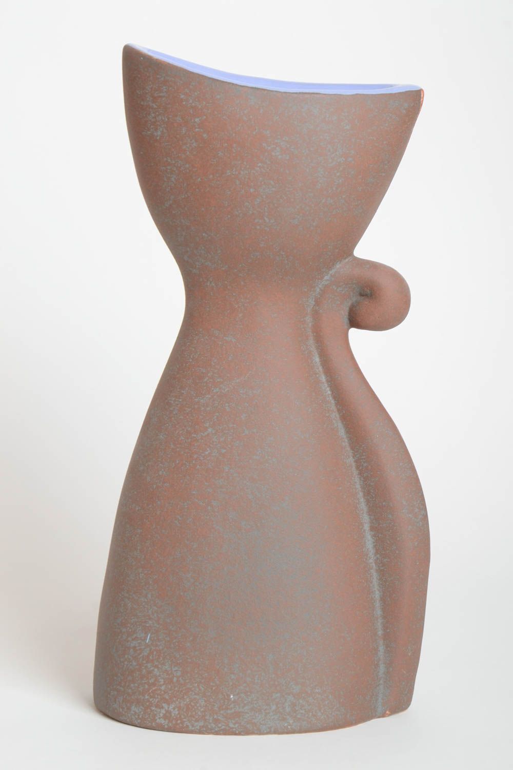 Vase argile Déco maison fait main Cadeau original en forme de chat multicolore photo 4