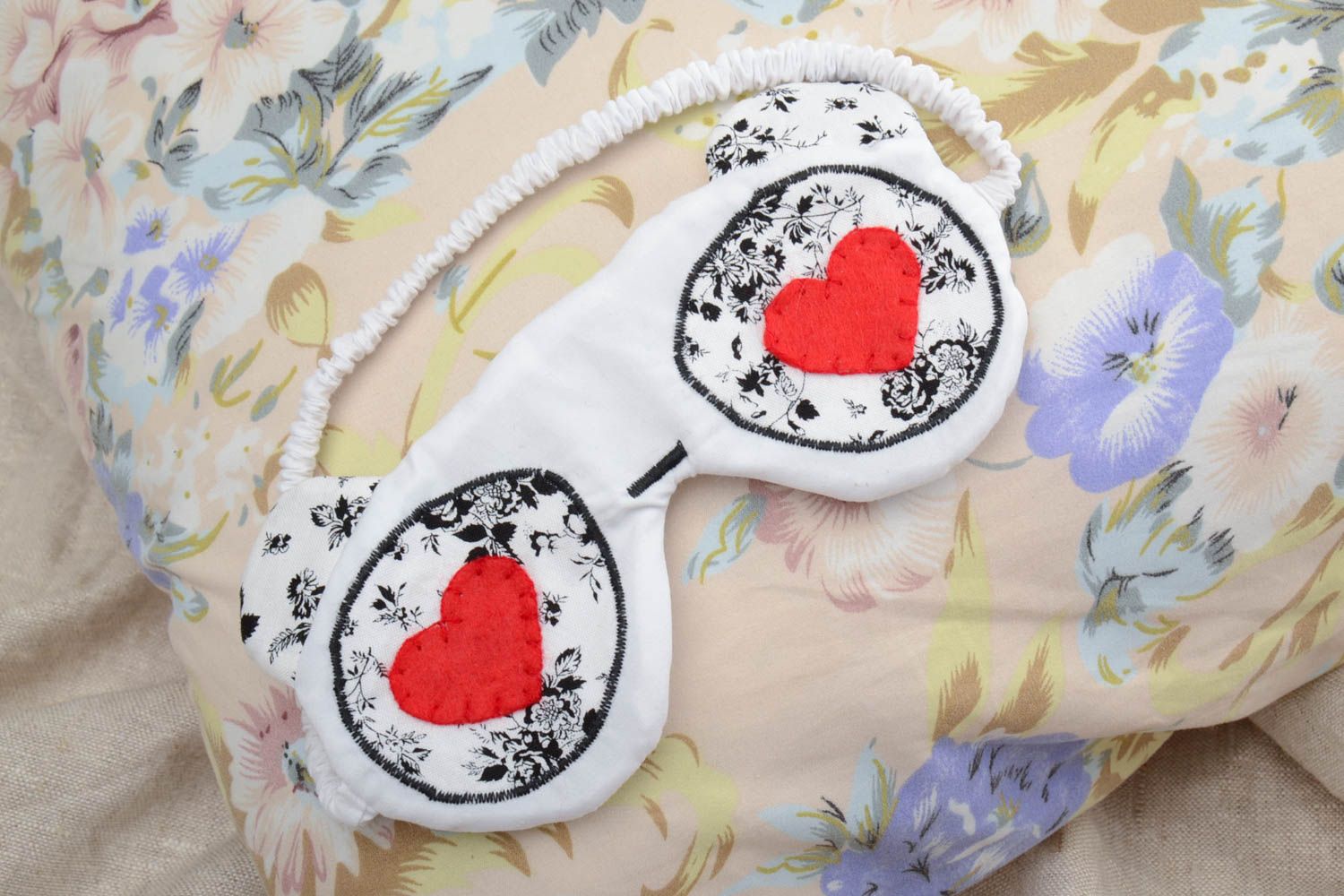 Handgemachte Schlafmaske Brillen aus Baumwolle schön mit weichem Gummi  foto 1