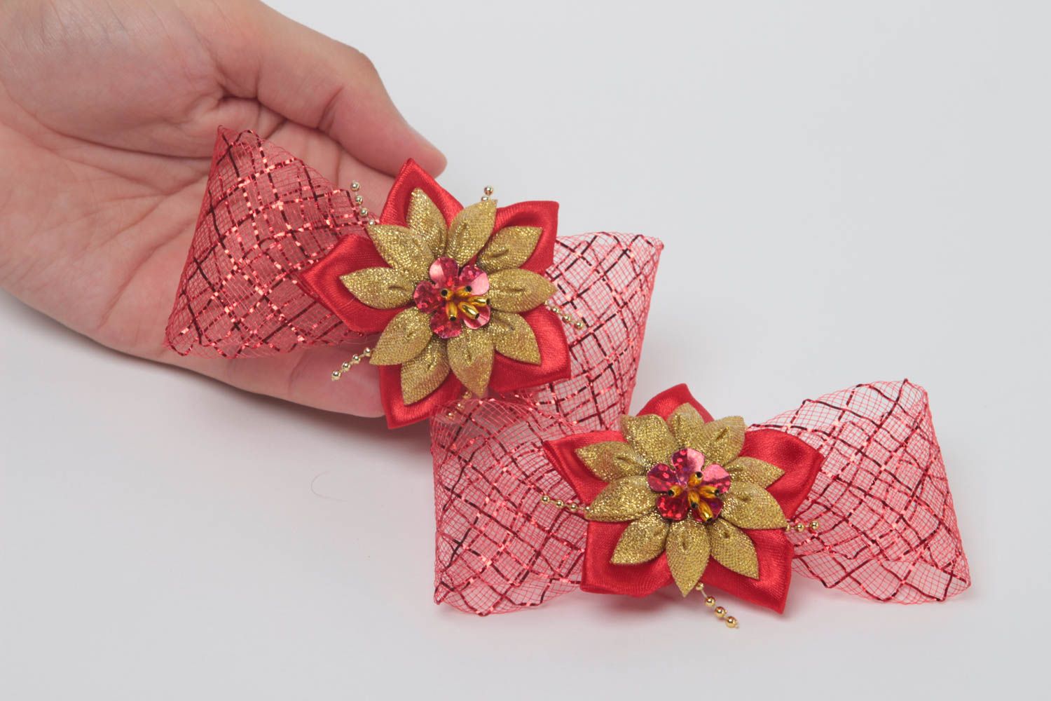 Set of 2 handmade hair accessories hair scrunchies flowers for hair girls gifts photo 5
