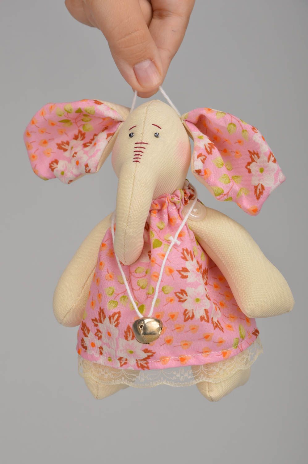 Мягкая игрушка слоник из ткани ручной работы красивая детская и для декора дома фото 5