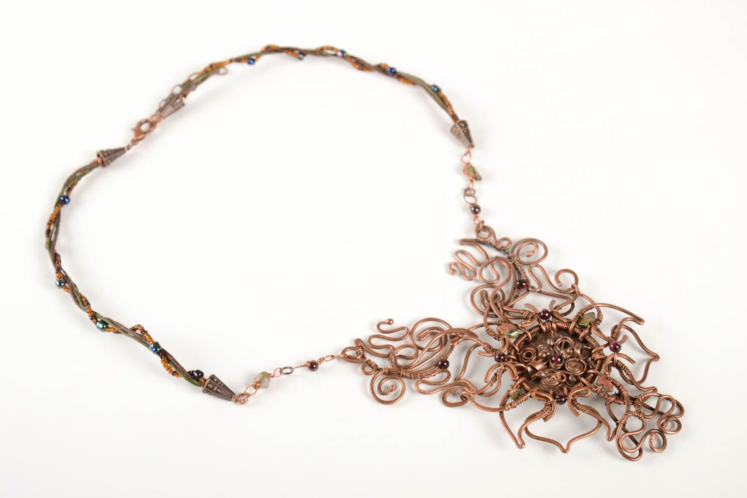 Hadmade Damen Halskette exklusiver Schmuck originelles Geschenk schön Kupfer  foto 3