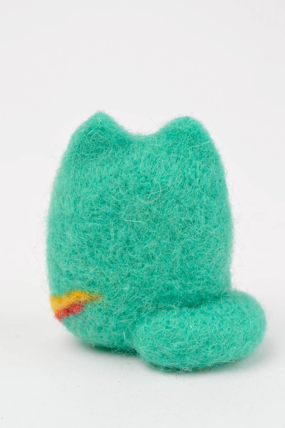 Игрушка ручной работы игрушка из валяной шерсти игрушка котик бирюзовый  фото 4