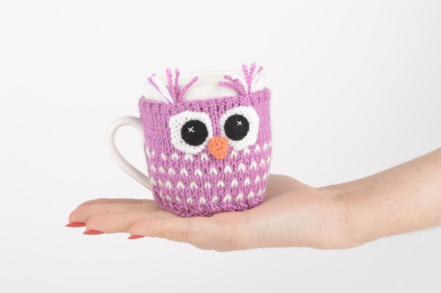 Ceramic cup for kids with knitted owl cup cover 0,45 lb photo 5