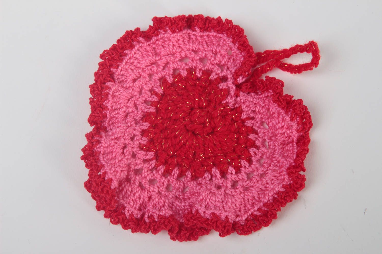 Red textile for home handmade crocheted pot holder designer kitchen supplies photo 2
