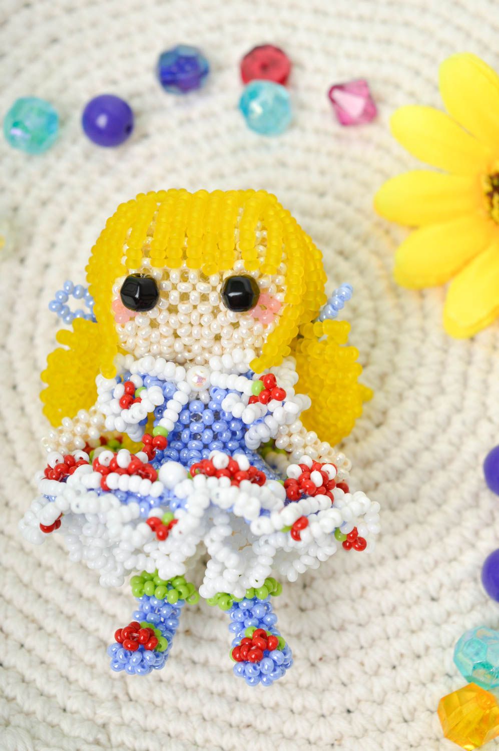 Handmade toy bead weaving girl doll unique toys homemade crafts gifts for kids photo 1