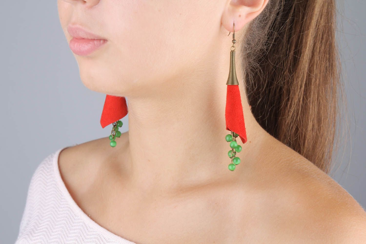 Bright leather earrings photo 1