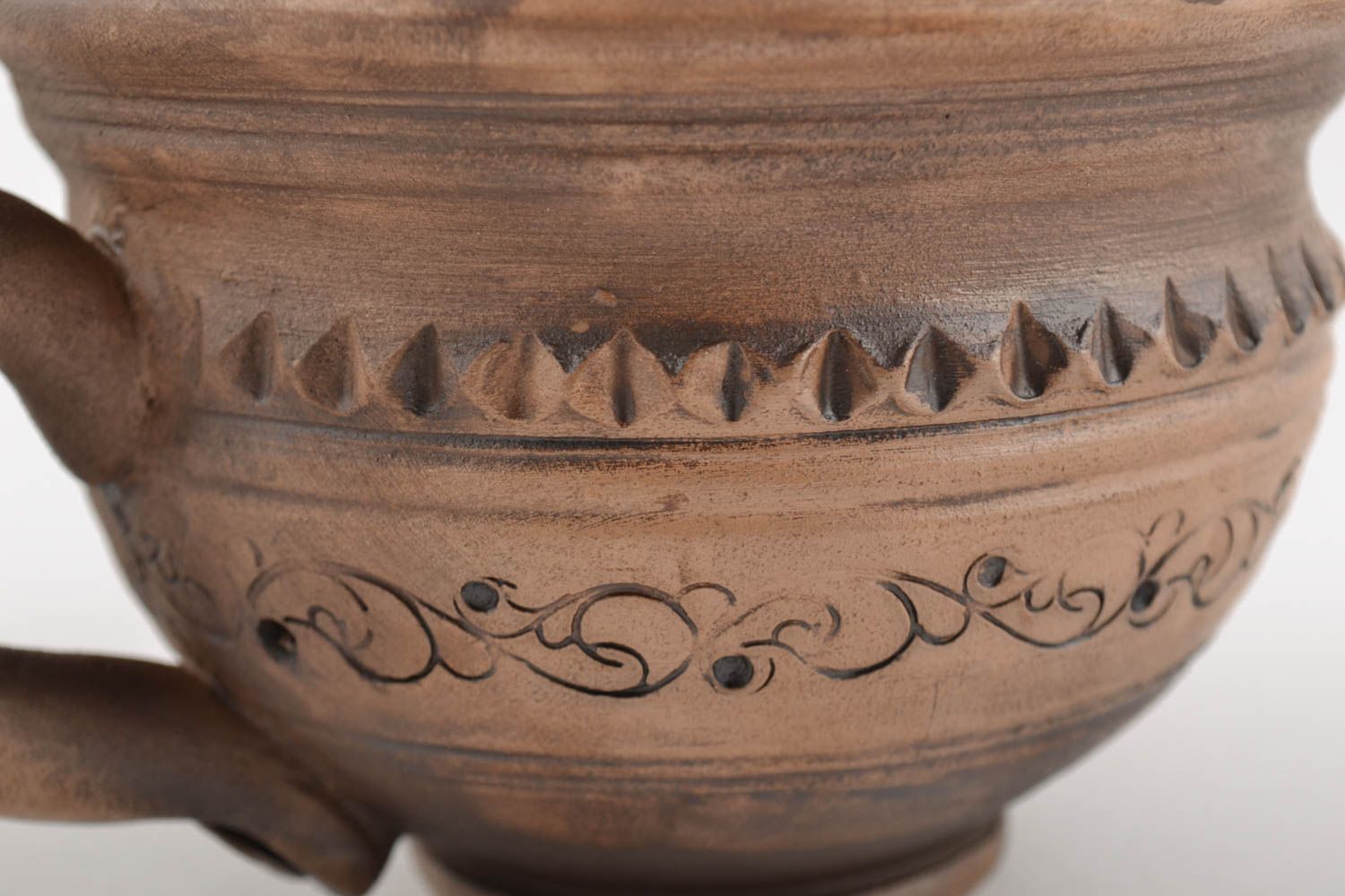 Глиняная кружка ручной работы оригинальная молочная керамика красивая 250 мл фото 4