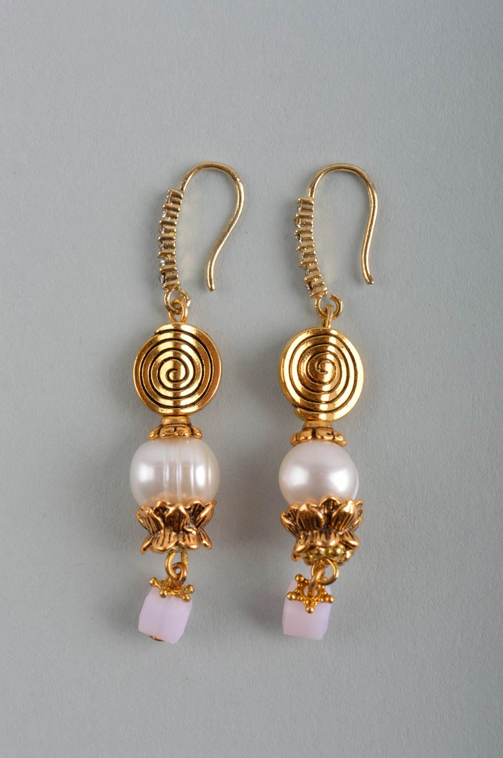 Pearl jewelry dangling earrings handmade jewellery fashion accessories photo 3