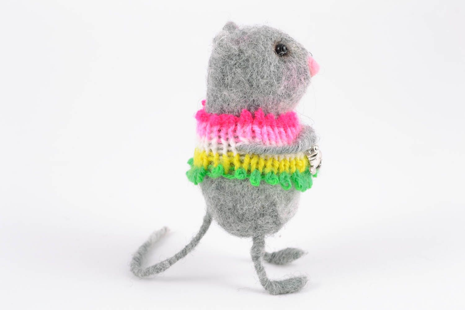 Felted wool toy for home Tea Mouse photo 4