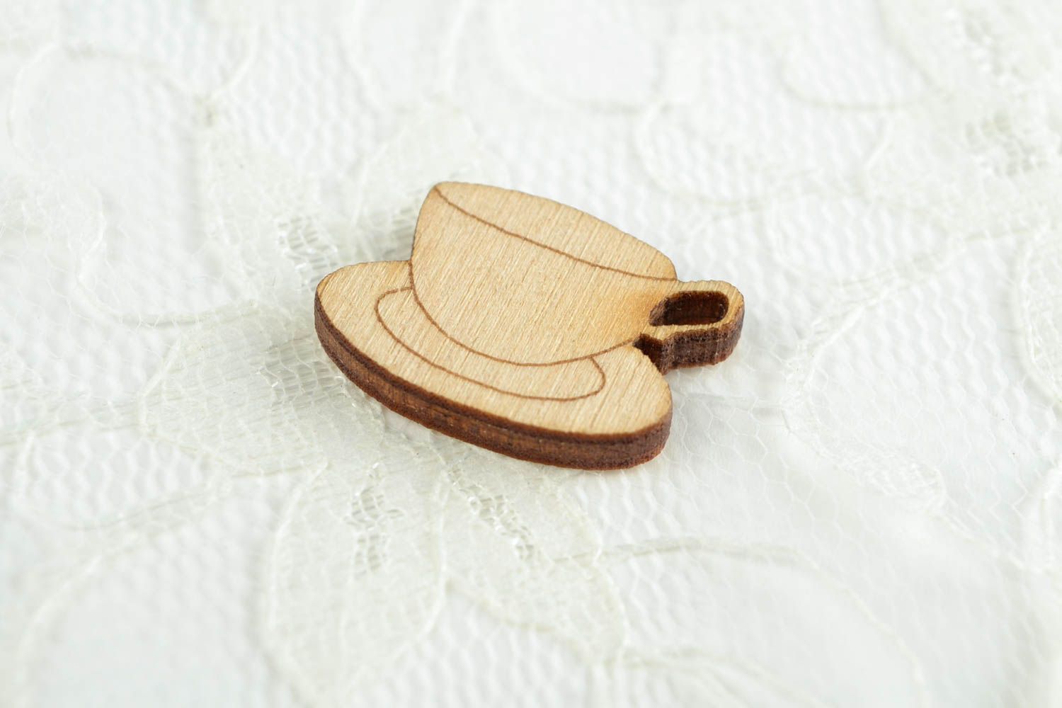 Handgemachte Figur zum Bemalen Holz Rohlinge Miniatur Figur Tasse und Untertasse foto 1