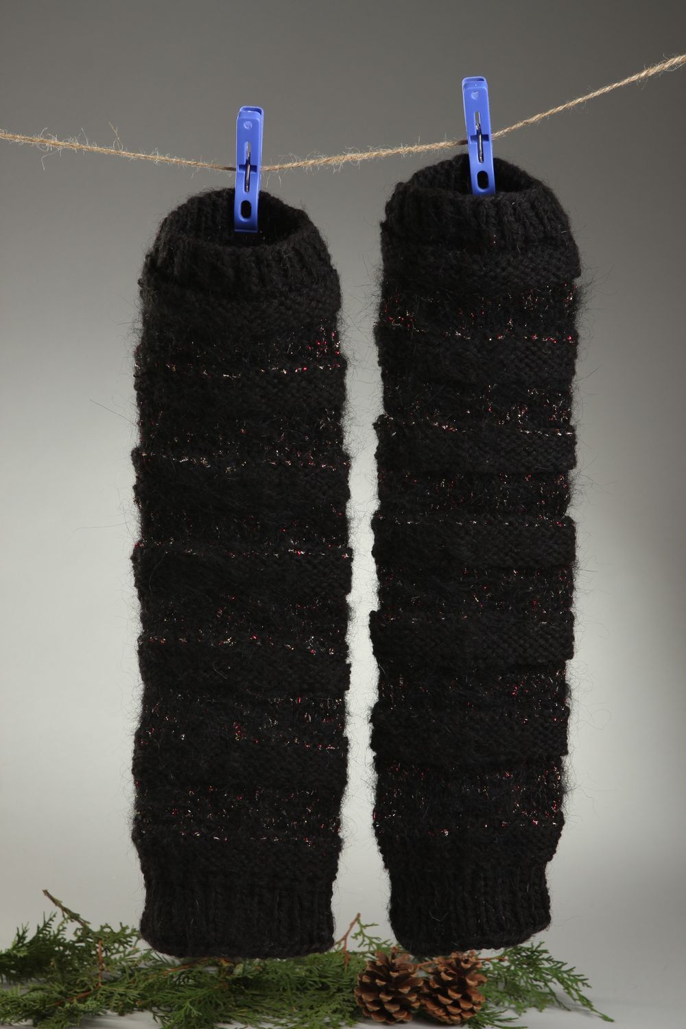 Guêtres femme fait main Jambières mode noir confortables Vêtement femme en laine photo 1
