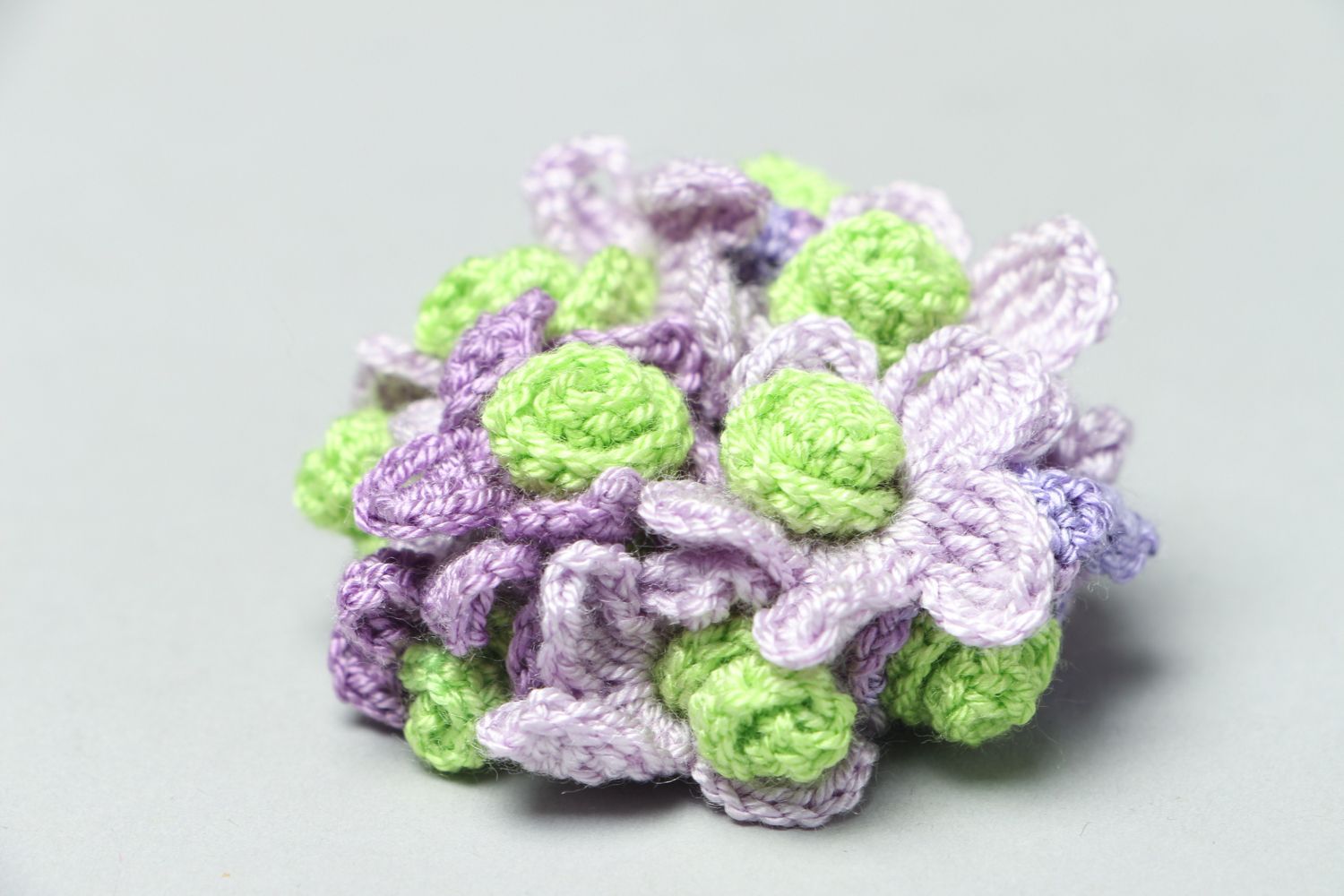 Crochet flower brooch Lilac Bouquet photo 2