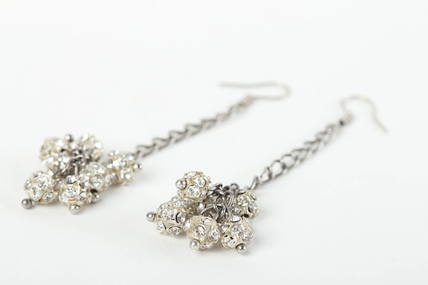 Handmade designer female earrings stylish metal accessory unusual jewelry photo 3