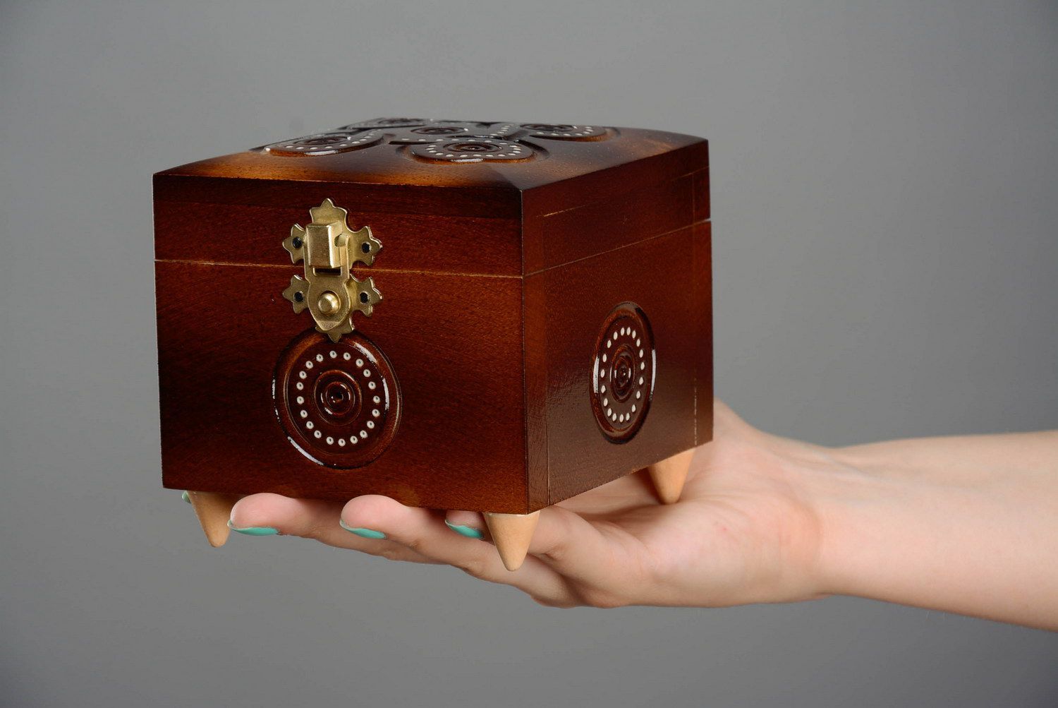 Boîte en bois à bijoux faite main photo 5