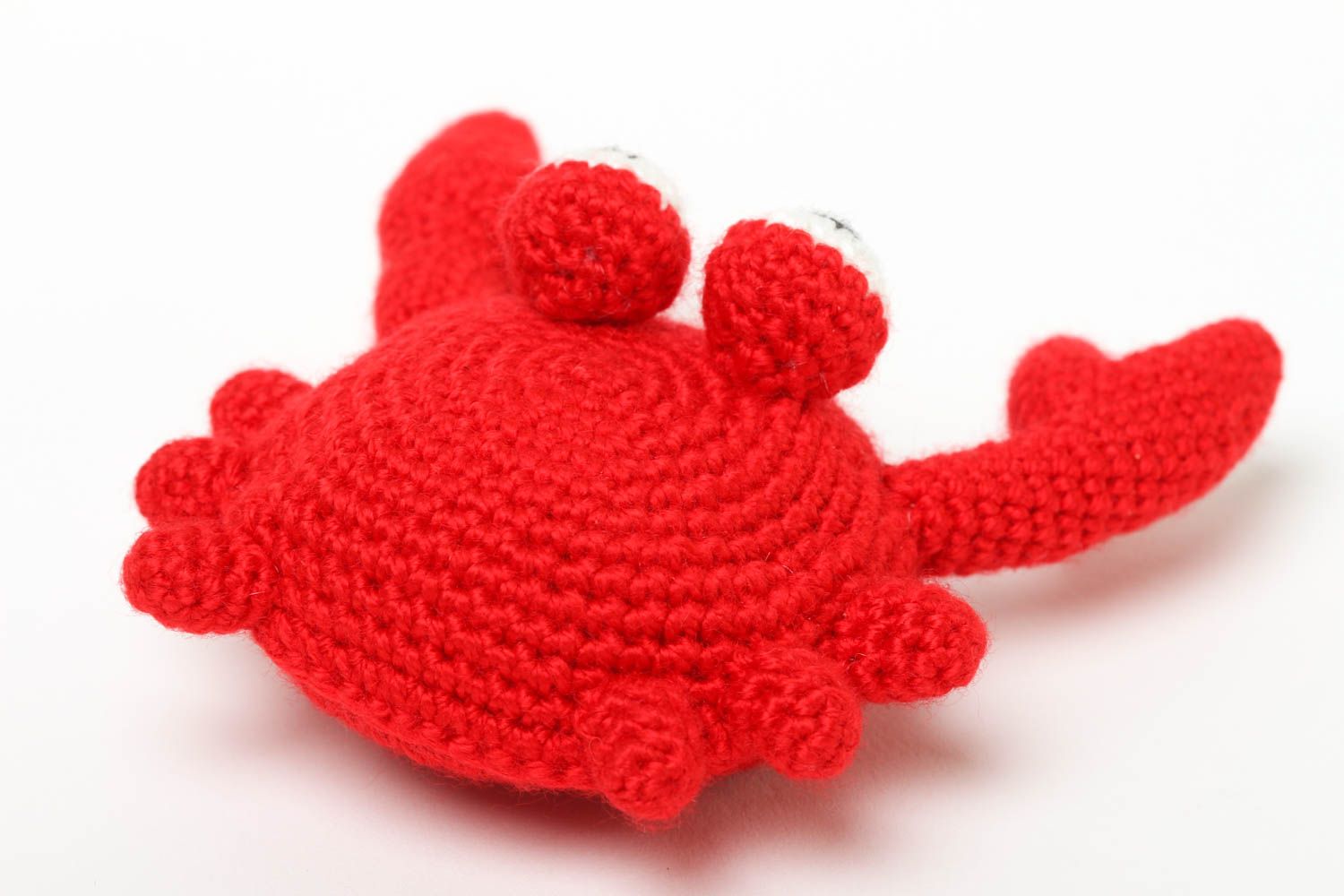 Hochet bébé fait main Jouet éveil Cadeau enfant tricot coton crabe rouge  photo 4