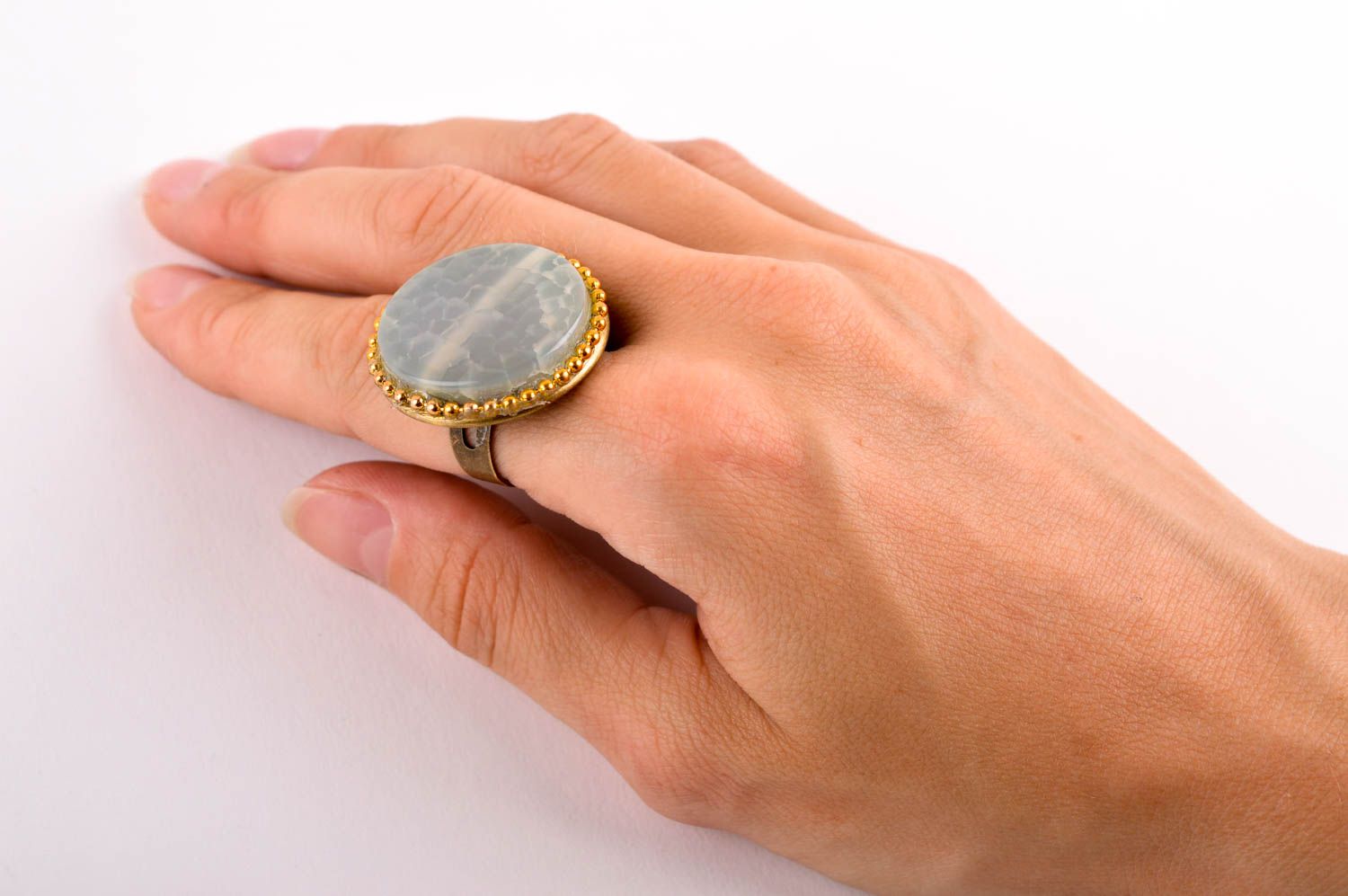 Необычное кольцо хенд мейд бижутерия из натуральных камней красивое кольцо фото 5