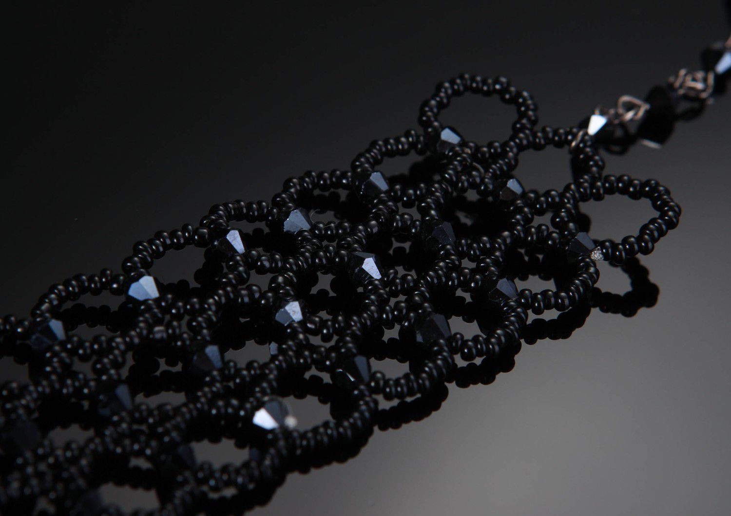Bracelet en perles de rocaille tchèques noir photo 1