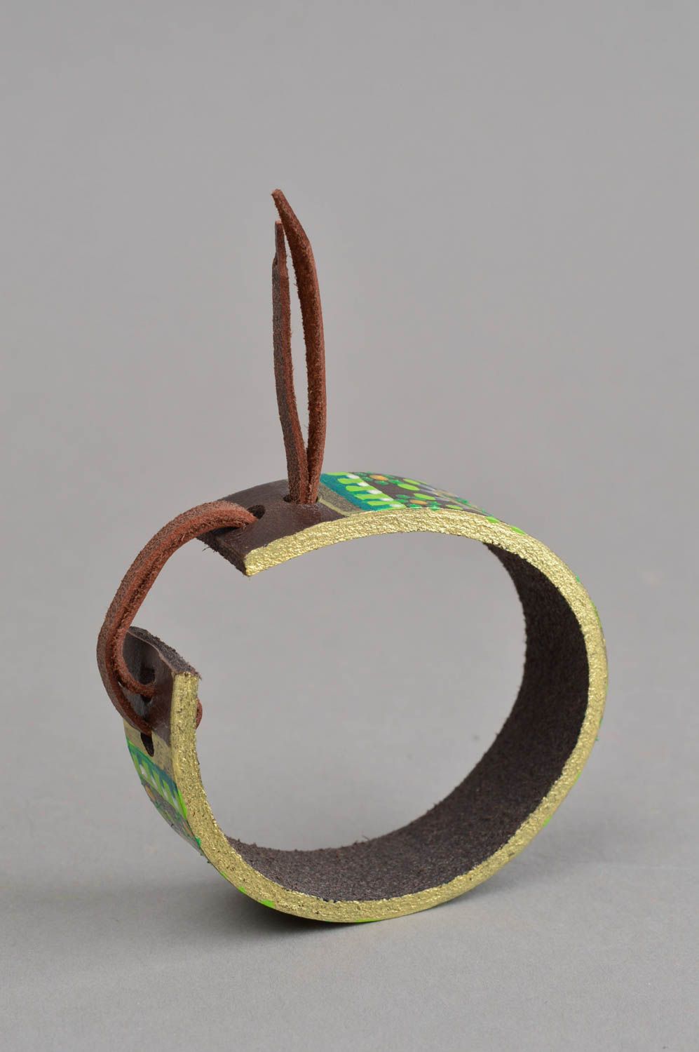 Brazalete artesanal para mujer pulsera de cuero hecha a mano regalo original foto 3